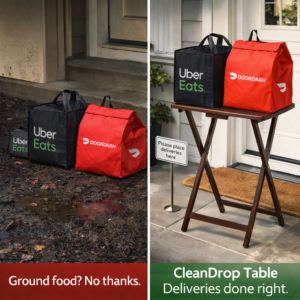 CleanDrop Table – For All Of Your DoorDash and UberEats Food Deliveries